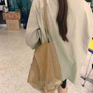 더블 메쉬 숄더백 브라운 캐쥬얼룩 쇼퍼백 토트백