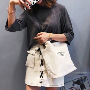 캔버스백 래터링 파우치포함 숄더백 에코백 천가방