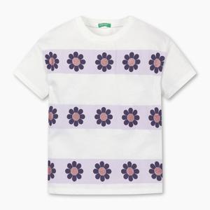 [베네통 키즈]베네통키즈 플라워라인 반팔 티셔츠 3I1XC10HZ WH