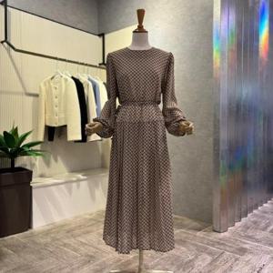 [ab.f.z]AOZ1HO38C_체크 플리츠 시폰 롱 원피스