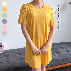 여자 여름 반팔 쿨 원피스 옆트임 편한 홈웨어