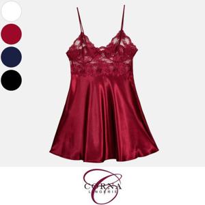 은은한 광채 레이스 자수 새틴 여성 끈 슬립 0177sw