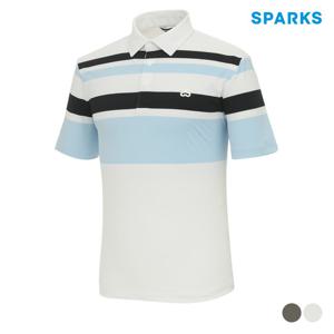 [스팍스] 남성 배색 스트라이프 반팔 카라 티셔츠 SO2MTS038