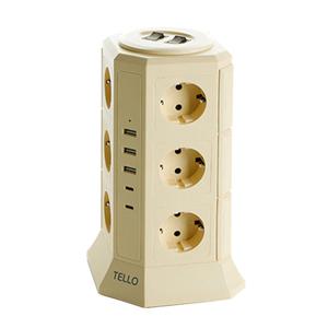 [테팔(가전)]텔로 usb 타워 멀티탭 에디션 17구 크림레몬