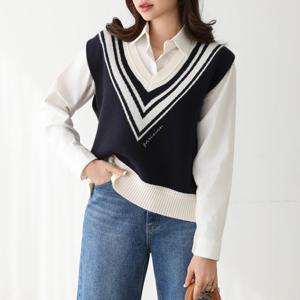 [피핀] 112004 오버핏 브이넥 니트 베스트