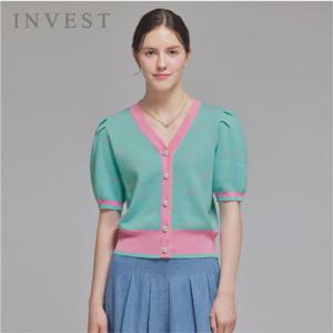 리본나염 V넥 가디건_INI5M1KC4501