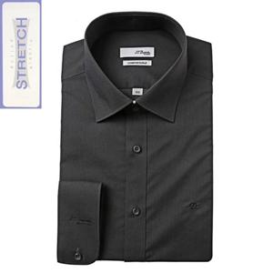 듀퐁셔츠 SE5SM22LS927SDY 구김 적은 슬림핏 다크 그레이 소매 로고 스트레치 긴팔 스판 셔츠