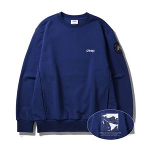 [지프]JQ1TSU833 블루 25년 지프 지구본 그래픽 맨투맨_SC