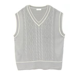 [리빌모아]남여공용 꽈배기 V 니트 베스트 조끼 FL2-VEA-Q010-회