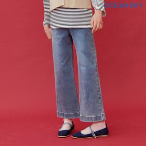 [오션스카이] 여아 사선 트임 부츠컷 데님 팬츠-BEJG2352B0N