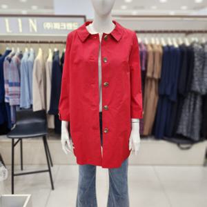 [프렐린]쁘띠카라  레드컬러 면혼방 트렌치 ROT251021_SC