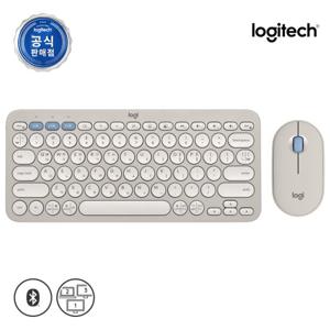 로지텍 코리아 PEBBLE 2 Combo 무선 키보드 마우스 세트 샌드