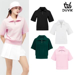 듀빅 여성 집업 와이드 카라 반팔티셔츠 DD2WTS101