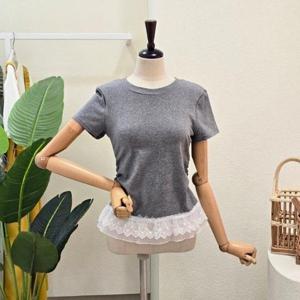 [포커스]FM5C9TS51191_레이스 밑단 반팔 티셔츠