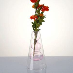 버블꽃병 이중글라스 버블 꽃병 핑크 유리화병