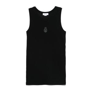 알렉산더맥퀸 블랙 크루넥 코튼 슬리브리스 티셔츠 815098 QXAA