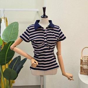 [포커스]FM5C9TS5126_줄무늬 셔링 카라넥 티셔츠