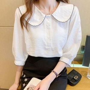 여름 여성 추천 반팔 카라 꾸안꾸 하객 예쁜 블라우스