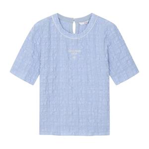 [르샵]25l3l22wbl010uu라운드넥 링클 셔링 반팔블라우스