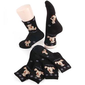 여성용 곰돌이 중목양말 캐쥬얼양말 검정(10족)