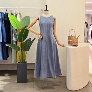 [포커스]FM5D9OP5140_민소매 절개 데님 원피스