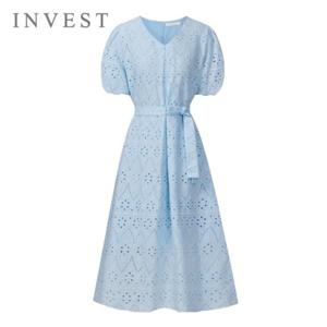 V넥 볼륨 소매 아일렛 원피스_INI5M1OP3401