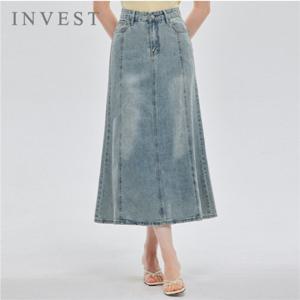 [77까지] 절개 라인 데님 롱 스커트_INI5M3SK8161