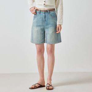 [포커스]핀턱 포인트 4부 데님 팬츠 PBBF5M3PT7121