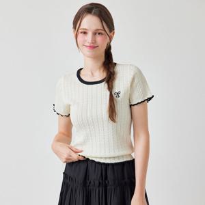 [포커스]리본자수 스카시 배색 니트 PBBF5M3KT2201