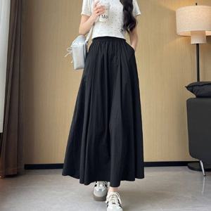 [잇백잇슈]민무늬밴딩롱스커트 깔끔 심플 주머니 데일리룩 여성