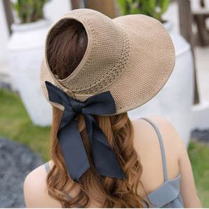 휴양지 돌돌이 밀짚 라탄 넓은챙 썬캡 리본 라피아햇