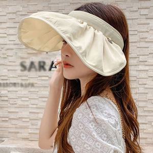 롤업 와이드 챙 썬캡 아이보리 투웨이 여름 헤어밴드