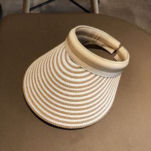 스트라이프 썬캡(브라운)/ 여성 여름 썬캡모자