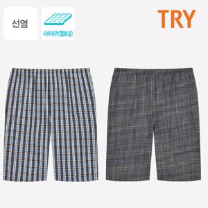 TRY 남성 선염써커 체크 5부 파자마 남자홈웨어 (택1)