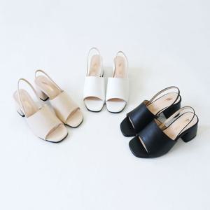 국내제작 502 미들힐 통굽 토오픈 슬링백 샌들