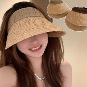 주름 밴드 밀짚 썬캡 모자 왕골 자외선 차단 햇빛 여