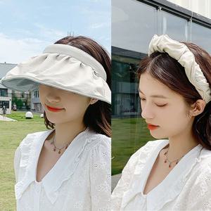 여성 돌돌이 머리띠 썬캡 모자 투톤