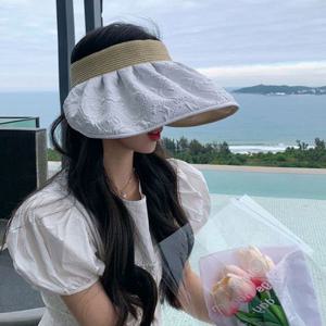 양면 착용 엠보러블리썬캡 여성 모자 밀짚 왕골