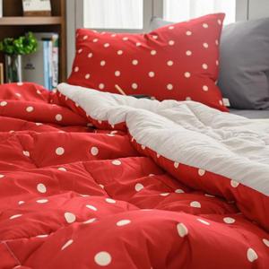 해피니 도트 세미마이크로 차렵이불 베개커버 세트 SS (레드)