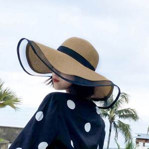 빅사이즈 레이스 밀짚모자 넓은챙 햇빛차단 바캉스