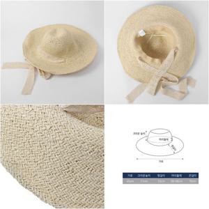 러블리 리본 비치모자 여름 여성 밀짚모자 베이지