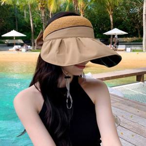 여성 와이드챙 오픈 돌돌이 버킷햇 챙모자 여름모자