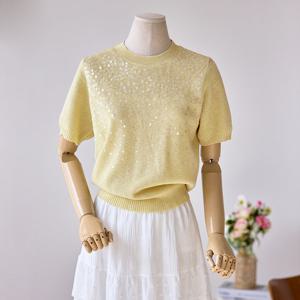 [커스텀에이블] 스팽글 반팔 니트_T2504KN027B