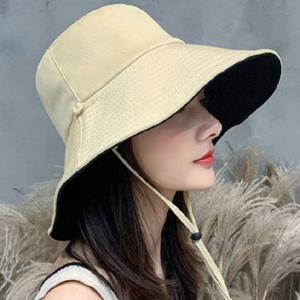 여성 양면 칼라 탈부착 끈 포함 리버서블 버킷햇