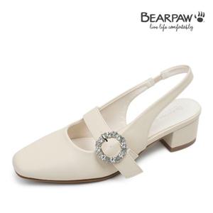 베어파우 SOL여성 큐빅버클 슬링백 미들굽 샌들 아이보리 K2989030RA