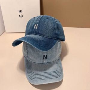 캐주얼 트랜디 남녀공용 N 패치 레터링 데님 볼캡