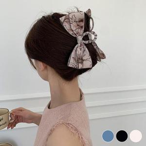 꽃무늬 패턴 양방향 리본 집게핀 URD-433