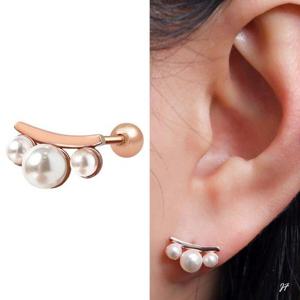 14K 골드필드 진주 바 귓바퀴 피어싱