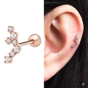 14K 골드필드 핀 큐빅 스틱 귓바퀴 피어싱