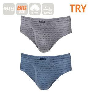 TRY 순면100 남성 퍼블릭 브리프 남자팬티 2매 속옷